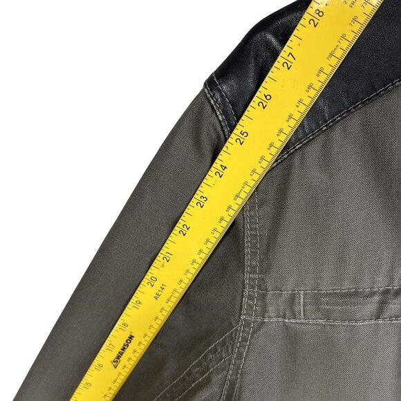 Tommy Bahama Mens XL Moto Canvas Jacket Black Leather Accents Zip Pockets Biker - Picture 13 of 16